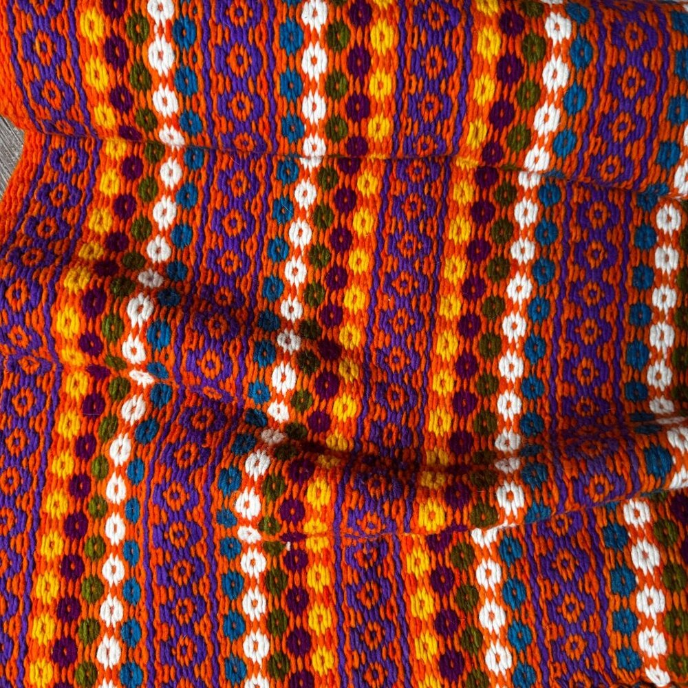 Handwoven Wool Blanket Throw End Bed‎ Colorful Scarf Fringed Edges Tribal Boho - Picture 3 of 7